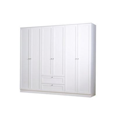 6-Door 2-Drawer Wardrobe Armoire, White
