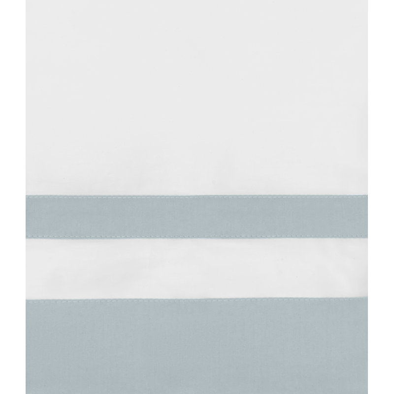 Savoy Sheet Set, White/Sion Blue, Queen Sheet Set + 2 Pillowcases