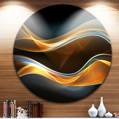 Corwin 3D Gold Waves en noir - impression abstraite