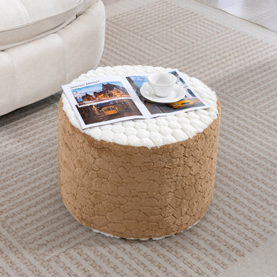20.5" Upholstered Round Ottoman, Plush Footrest for Living Room and Bedroom