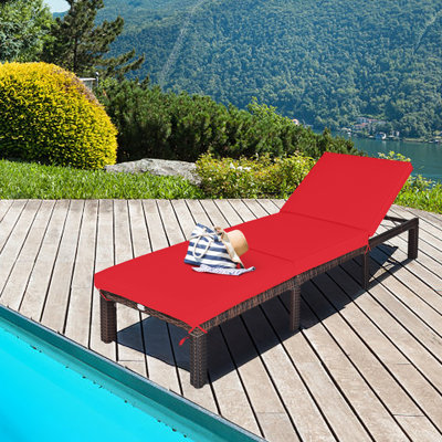 Outdoor Wicker Chaise Lounge , Cushion Included