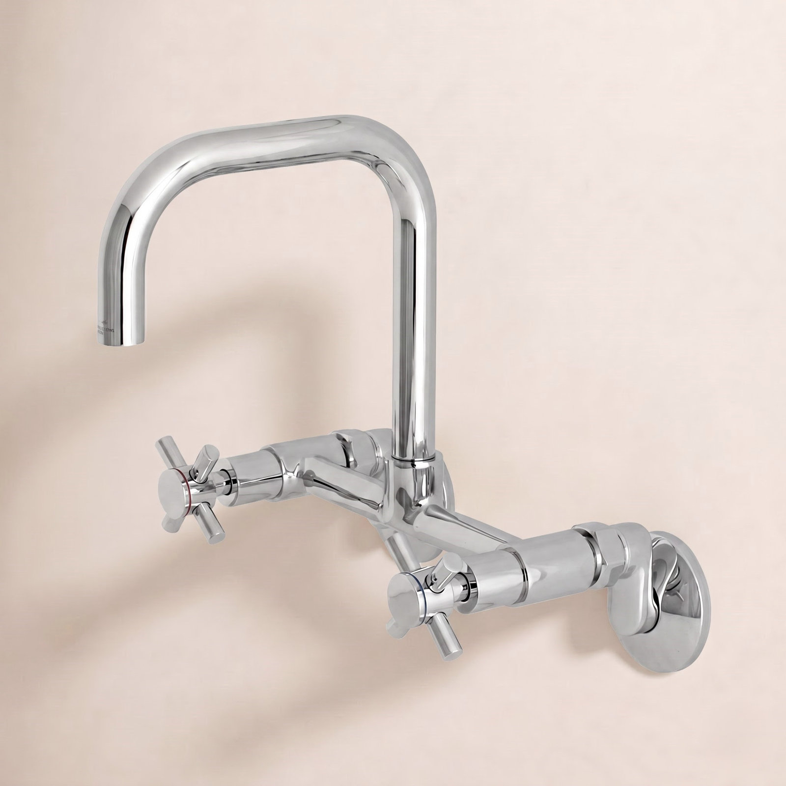 Kingston Brass Concord Double-Handle 2-Hole Wall-Mount Bridge Kitchen Faucet, Polished Chrome