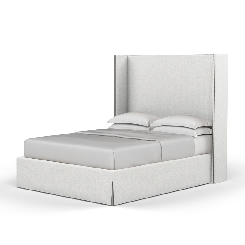 Lit tapissier Kaiser Box, Double, Lin à tissage carré blanc