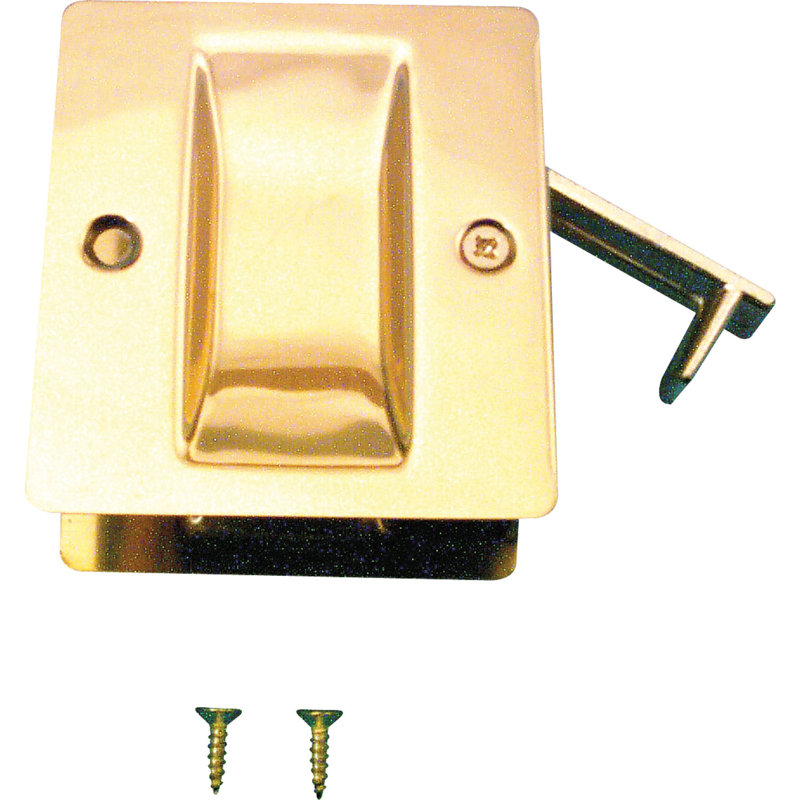 Pocket Door Handle and Pull, 2-1/2 in. L X 1-3/8 in. W X 2-3/4 in. D, Solid, Polished Brass Plated (Single Pack)