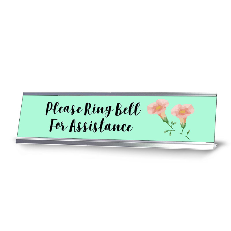 Signe de bureau floral Veuillez sonner la cloche pour assistance