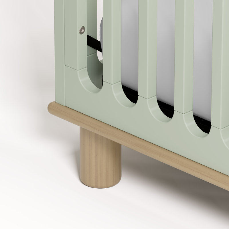 Sicily Deluxe 3-In-1 Convertible Crib With Bonus Toddler Guardrail, Sage/Driftwood, Crib