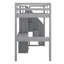 Lit mezzanine compact de taille simple avec bureau en L, armoires à tiroirs et escalier de rangement-745076907