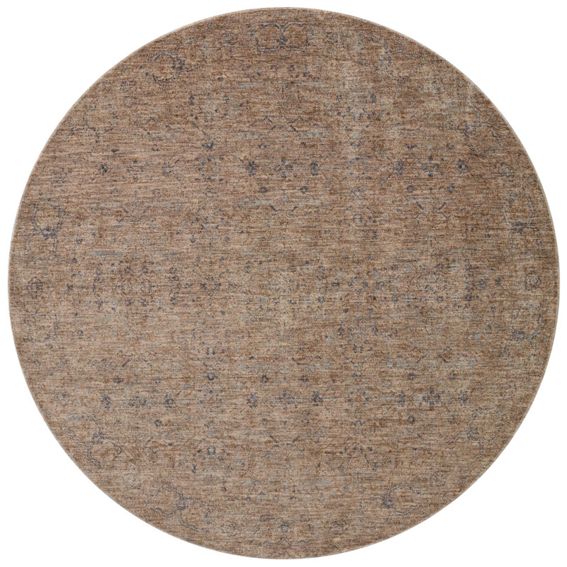 Angela Rose x Loloi Blake Taupe / Blue Area Rug, Round 5'3"