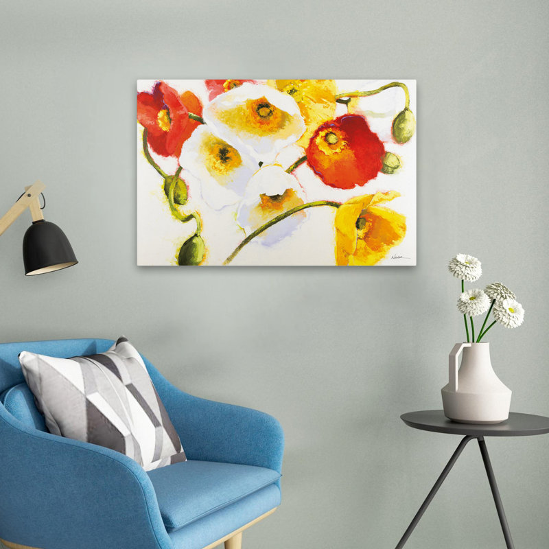 Fleurs blanches ensoleillées avec vibration traditionnelle ensoleillée, H 24 po x l 16 po