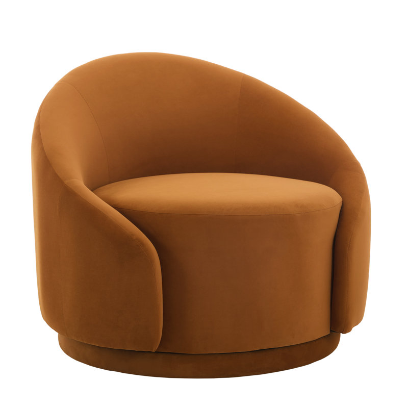 Aunna 89.2Cm Wide Swivel Barrel Chair, Orange Velvet