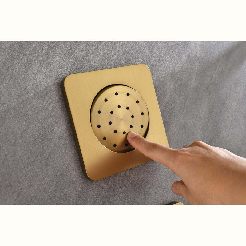 Complete Shower System with Rough in-Valve, Brushed Gold