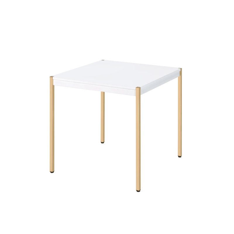 Table de bout carrée en bois manufacturé 24 po or et blanc