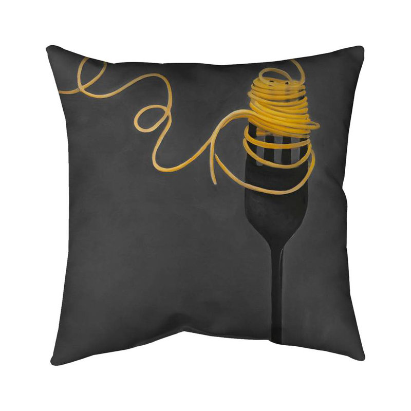 Spaghetti pasta around a fork - 18"x18" Throw pillow - Poly twill - Print on demand, Polyester