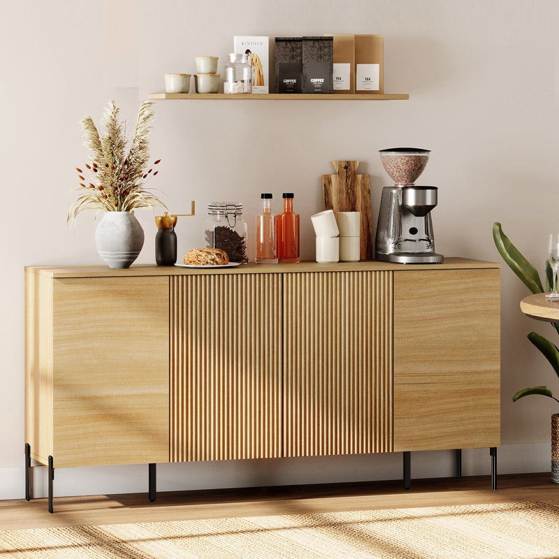 Laverda 61" Reeded 4-Door Sideboard, Oak