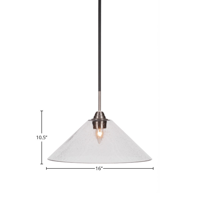 Ayrshire Paramount Stem Hung Pendant Glass, 10.5" H x 16" W x 16" D, Matte Black/Brushed Nickel, Clear Bubble