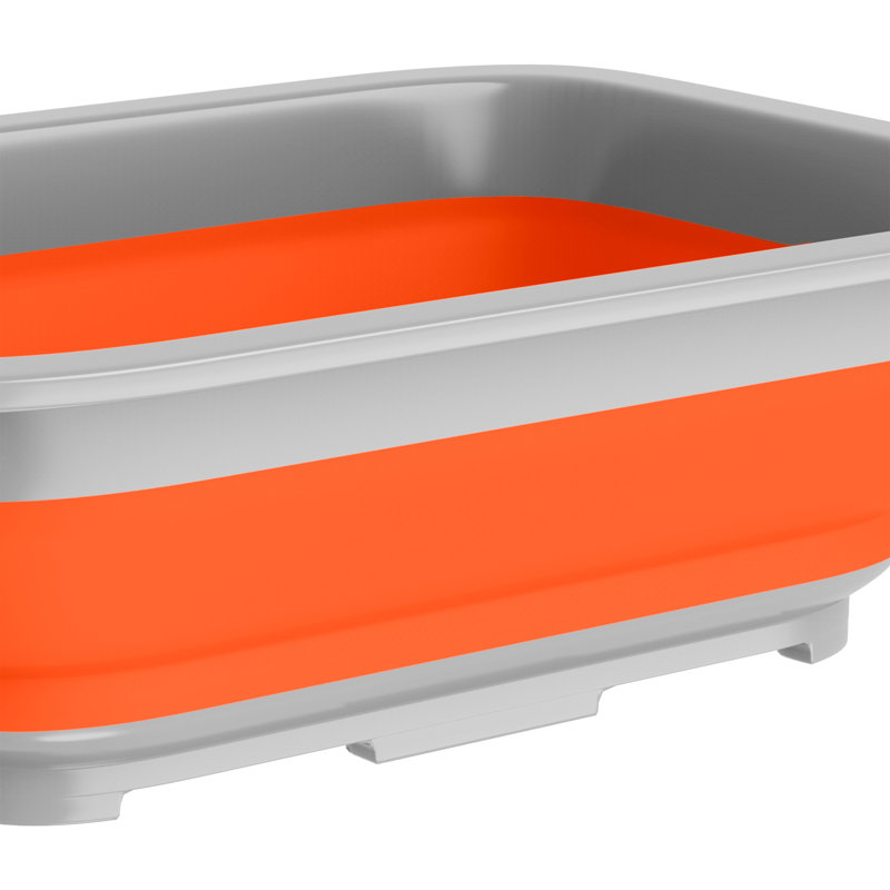 Wakeman Collapsible 7.27L Ice Bucket - Multi-Use Basin, Dish Tub, and Storage Basket, Orange