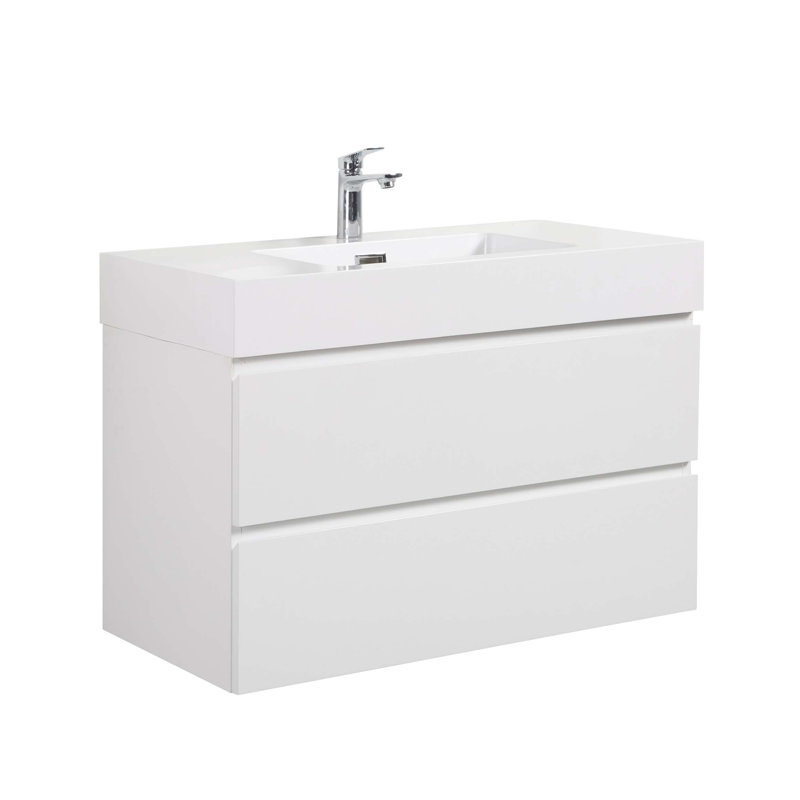 Ensemble de meuble-lavabo simple 35,8 po Schear, Blanc, Blanc