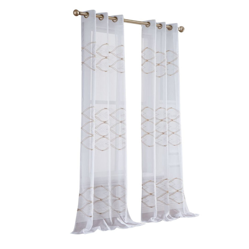 Rideaux semi-transparents, Blanc / or, L 76 po x L 96 po