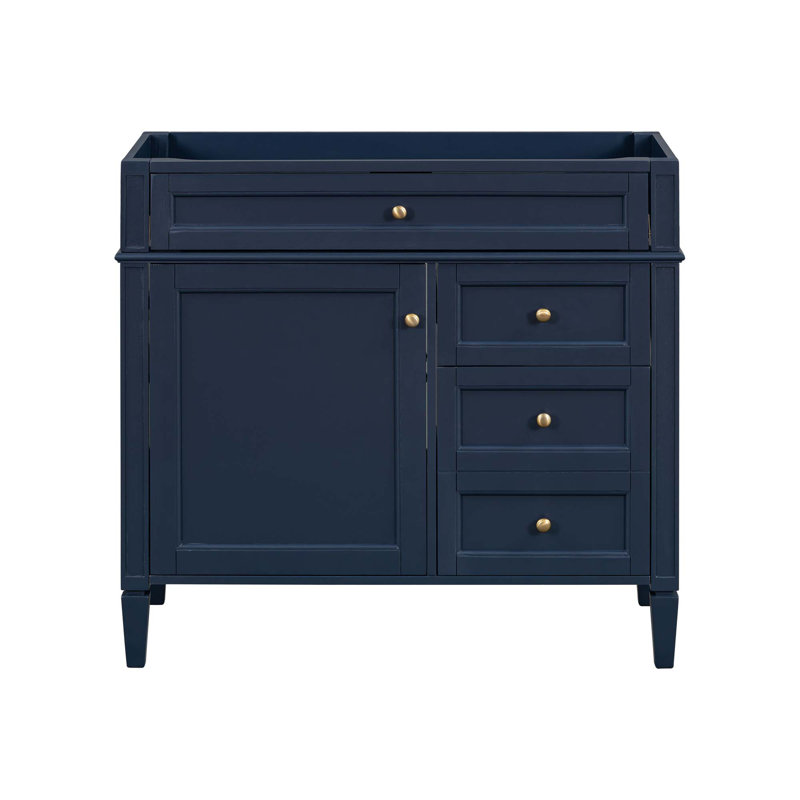 Meuble-lavabo de 36 po sans lavabo supérieur, meuble de rangement moderne avec 2 tiroirs et un tiroir basculant, structure en bois massif, sans lavabo