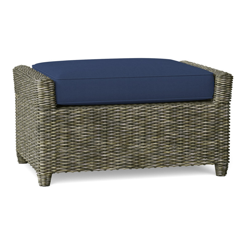 Sag Harbor Outdoor Ottoman, Canvas Navy Sunbrella® Canvas, Driftwood