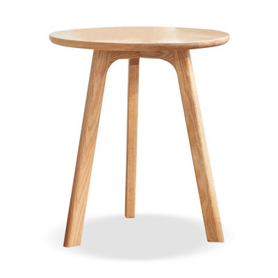 Table de bout ronde 100% chêne massif, petite table d'appoint minimaliste pour le salon et la chambre à coucher, P 17,7 po x H 19,7 po