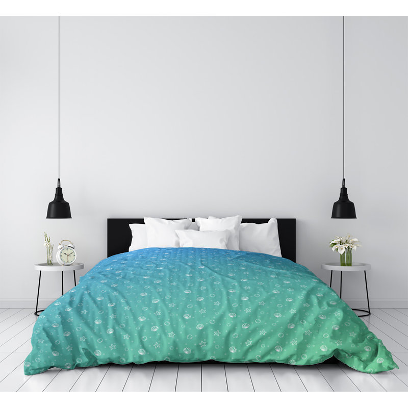 Housse de couette Katelyn Elizabeth, Housse de couette pour grand lit, Microfibre, Vert / bleu