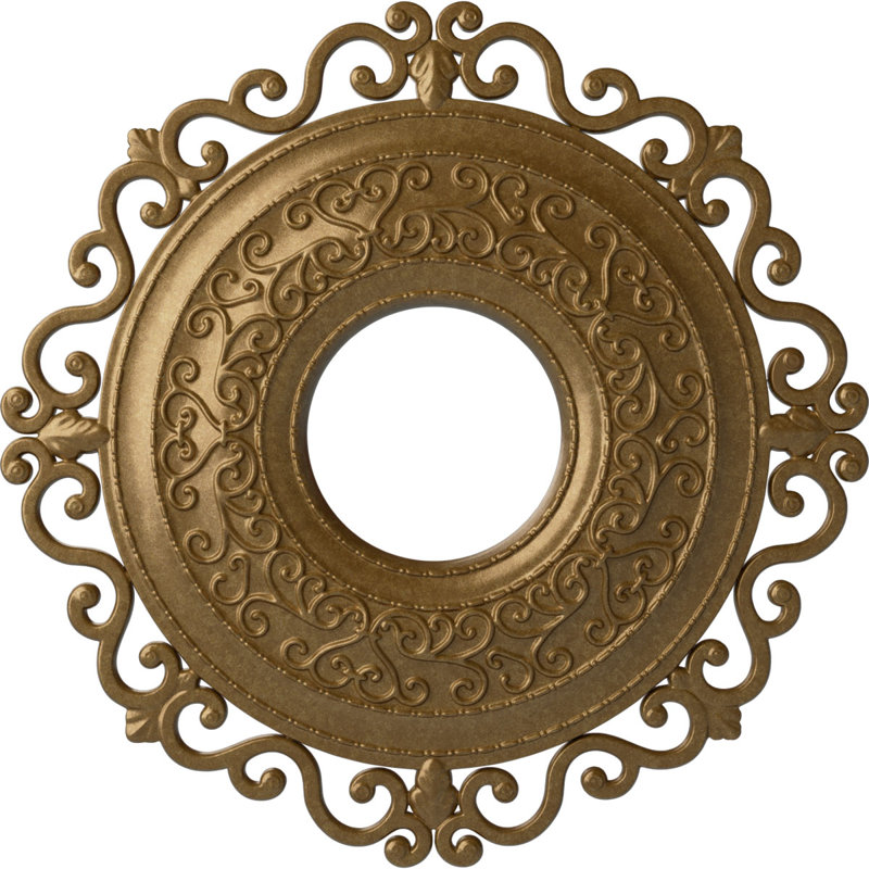 Endurathane Orrington Ceiling Medallion, 22"OD x 6 1/4"ID x 1 3/4"P (Fits Canopies up to 6 1/4"), Hand-Painted Pale Gold Finish