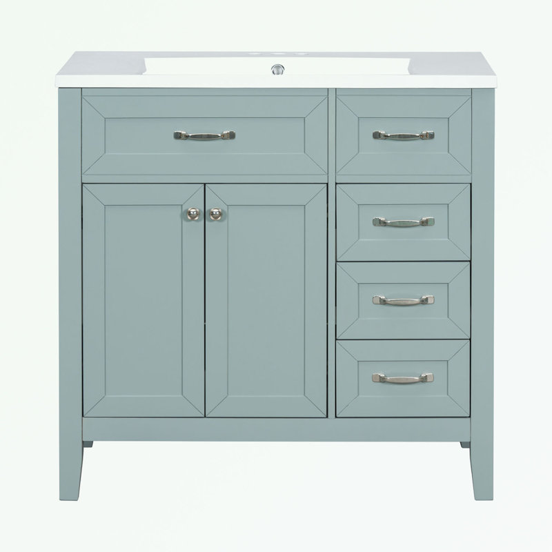Rangement pour salle de bain Berdyne, Vert menthe, Argent