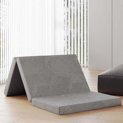 4" Foldable Mattress, Memory Foam Trifold Mattress Folding Floor Bed For Guest Room, RV, Camping