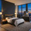 Kayner Bed With LED Lights - Charcoal-1825667719