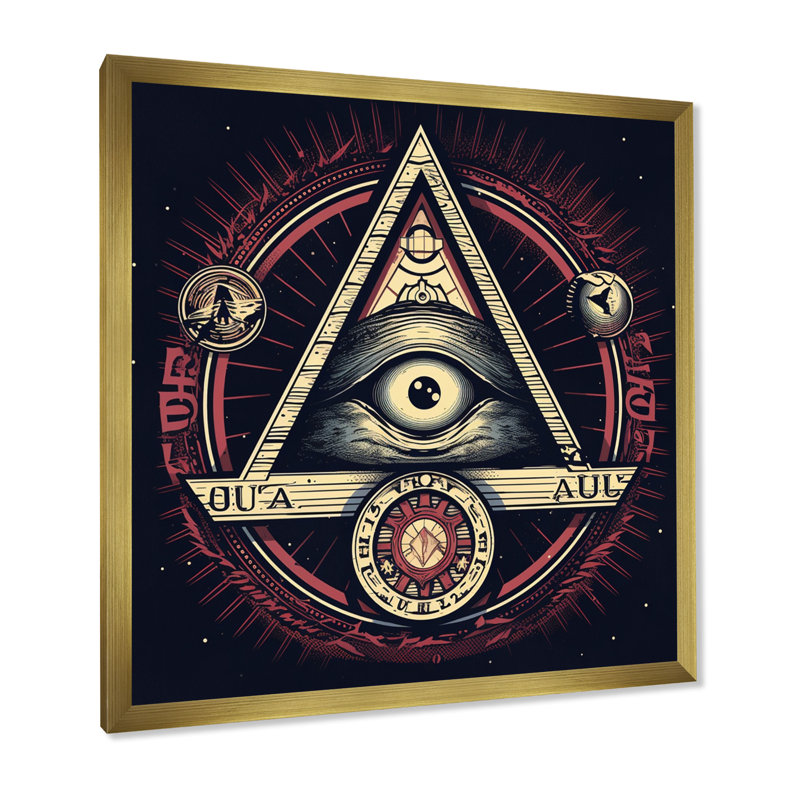 «The All Seeing Divine Eye Illuminati», reproduction sur toile, H 36 po x l 36 po x P 1,5 po, Cadre doré simple
