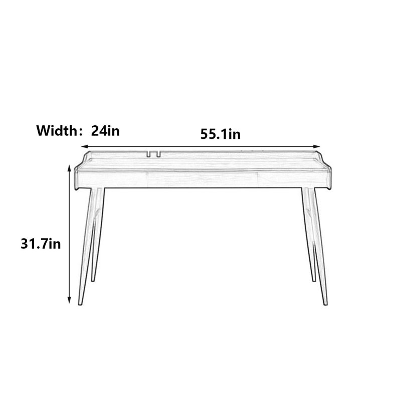 Bureau en bois massif avec tiroir Nordic, H 31,7 po x l 55,1 po x P 24 po