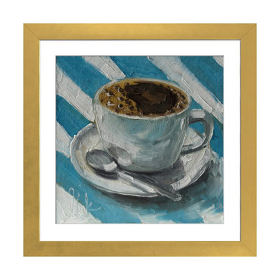 «Coffee Cup Blue» - reproduction d'art murale - papier d'art encadré