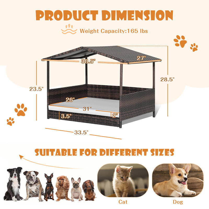 Niche pour chien Edmont, Mélange de brun et de blanc