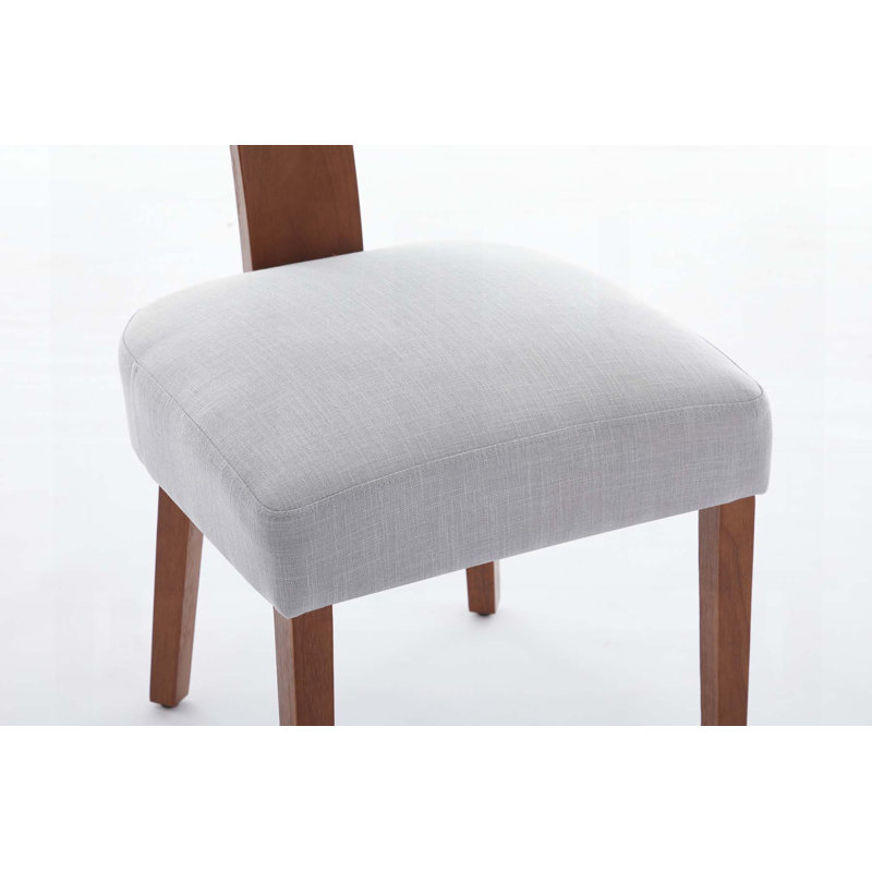 Ensemble de 2 chaises de salle à manger sans accoudoirs modernes en lin avec dossier incurvé et pieds en bois massif pour le salon de la salle à manger