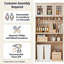 71.5" Kitchen Cabinet with Trash Can Storage – Microwave Stand, Pantry with Garbage Storage for Dining