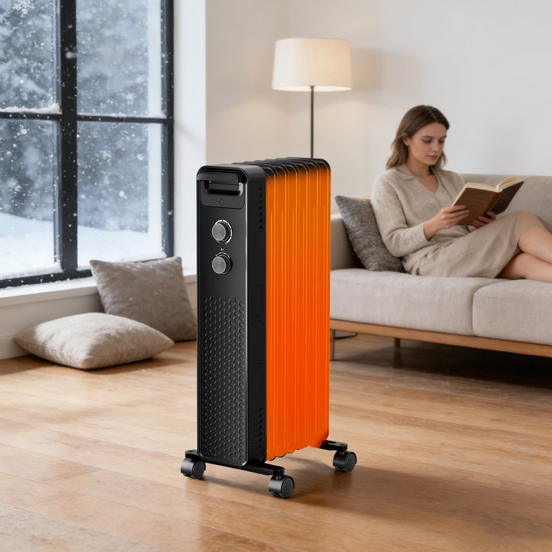 5100 Btu Portable Electric Oil Filled Heater - 3 Heat Modes, Adjustable Thermostat