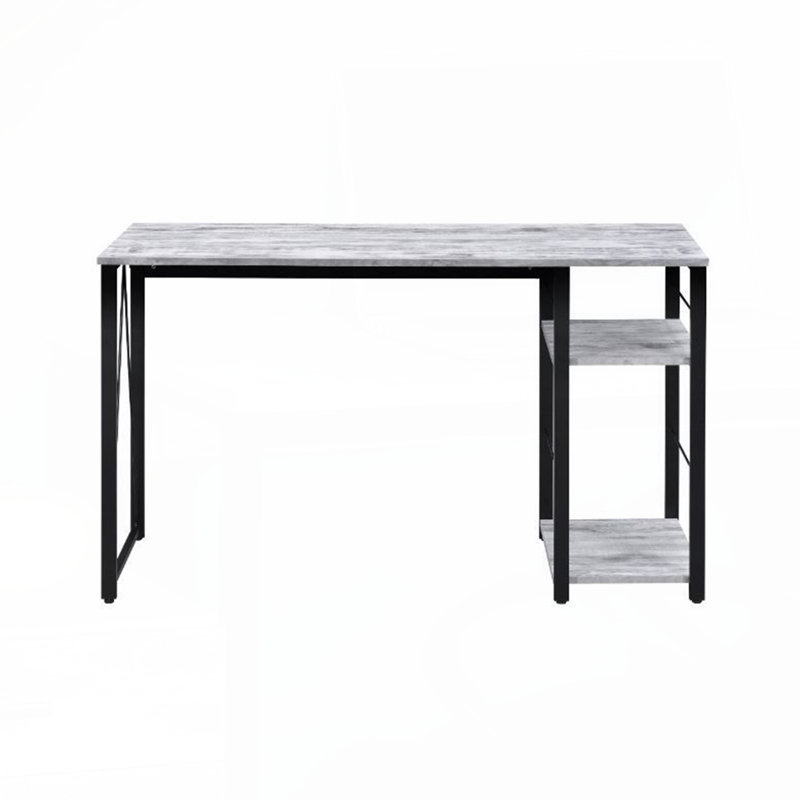 Bureau d'écriture rectangulaire avec tablette à 2 niveaux, blanc antique et noir, Blanc antique