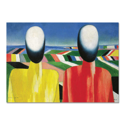 Two Peasants by Kazimir Malevic - No Frame Painting on Glass