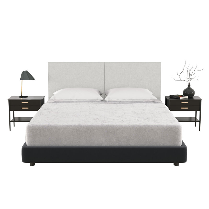 Panelist Modern Padded Headboard - Set of Wall Mounted Panels, Limestone Grey Microvelvet, Queen (22.5"H x 30"W, Set of 2)