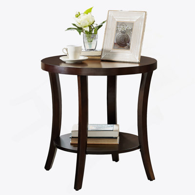 Contemporary Oval Shelf End Table, Espresso