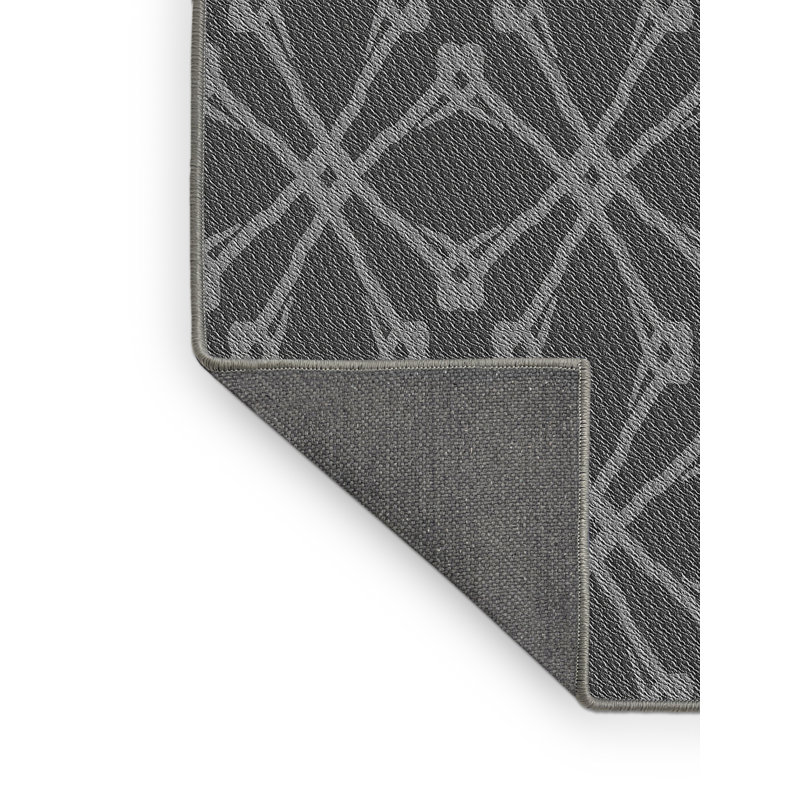Gris géométrique/Tapis décoratif blanc Riedel, Rectangle 6 pi x 9 pi