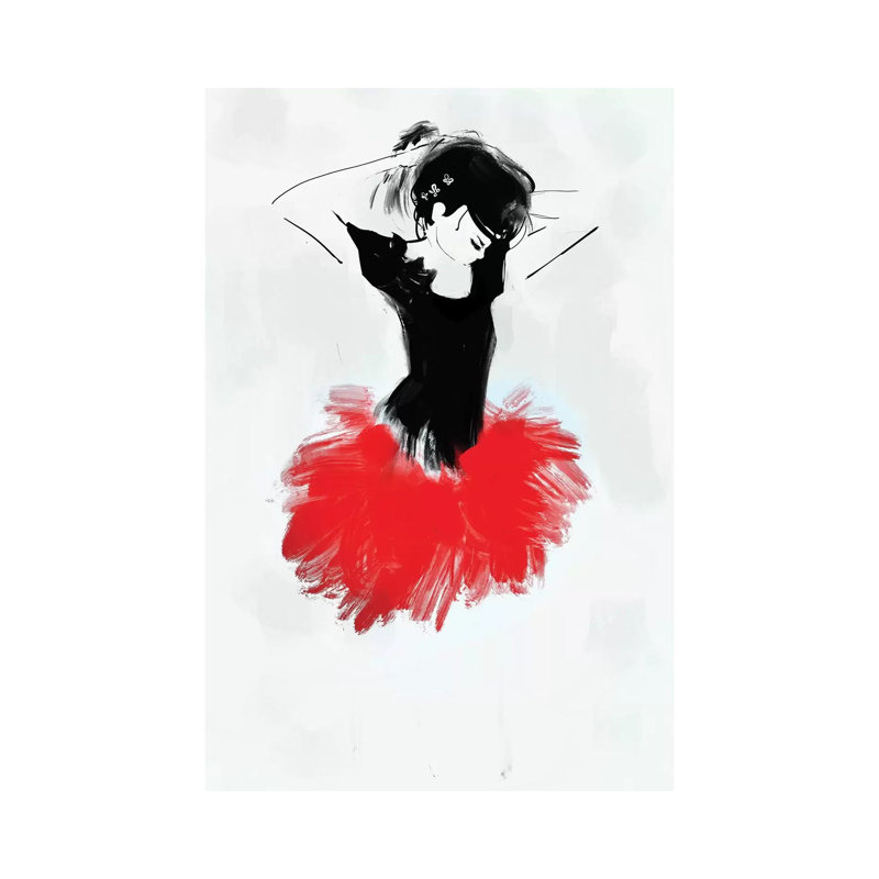 Ballerina Red 1 Piece Wrapped Canvas Painting, 45.72cm H x 30.48cm W