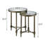 Table de bout gigogne, miroir et finition laiton antique
