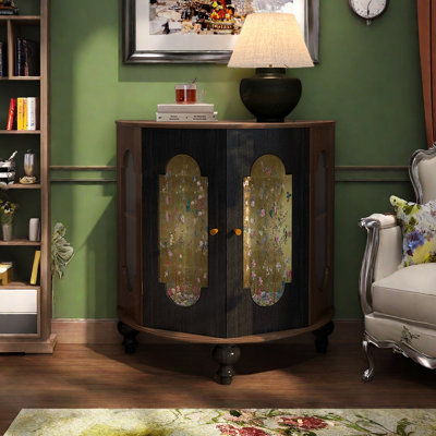 Elegant solid wood semi-circular accent cabinet