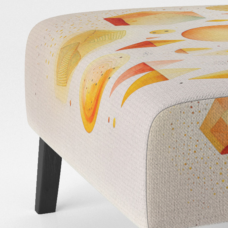 Yellow Multi Shape Abstract V - Upholstered Contemporary Slipper Chair, Yellow Accent Chair