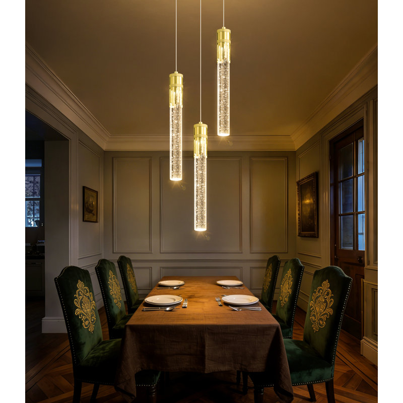 Luminaire suspendu à DEL pour îlot de cuisine à intensité variable, Doré, 3, H 78 po x l 12 po x P 12 po