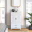 Grande armoire de rangement blanche 27 po Accent Tower - Buffet en bois rustique - Armoire buffet polyvalente avec rangement pour la décoration et l'organisation élégantes avec deux portes et deux tiroirs