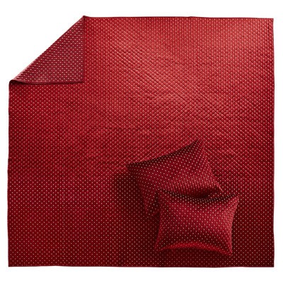 Cross Stitch Velvet Red with White Quilt Set