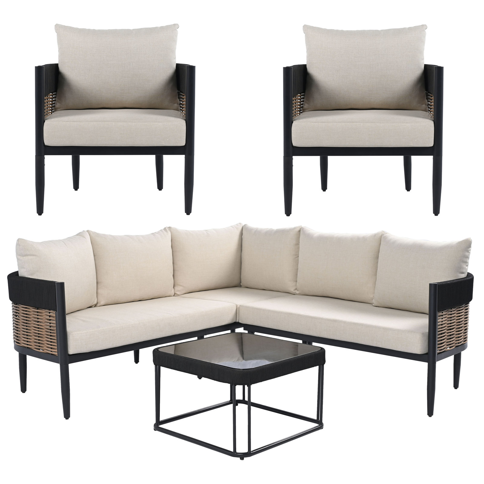 Corrente 7-Person Patio Seating Group, Beige